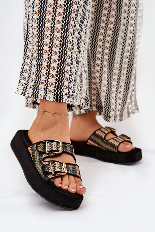 Жіночі Сандалі На Платформі З Пряжками І Плетінням Чорні Limme