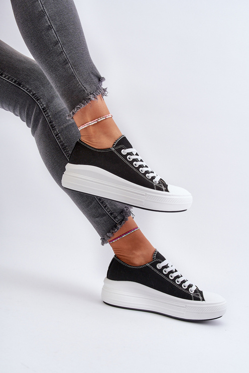 Жіночі кросівки на масивній платформі чорні Amyete