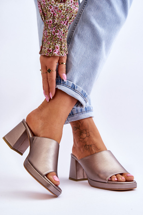 Модні тапочки на підборах Sergio Leone KL322 Темне срібло