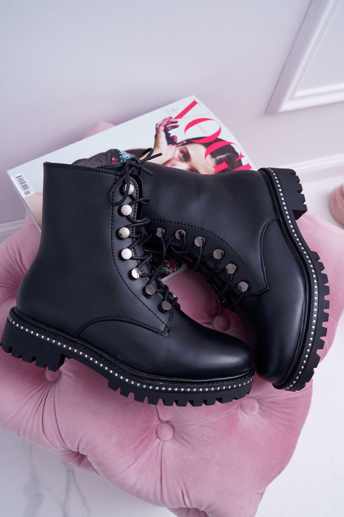 Жіночі чоботи на плоскій підошві, високі головки, чорні Buena