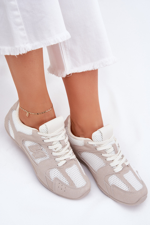 Жіночі Спортивні Черевики З Еко Замші Біло-Бежеві Dorella