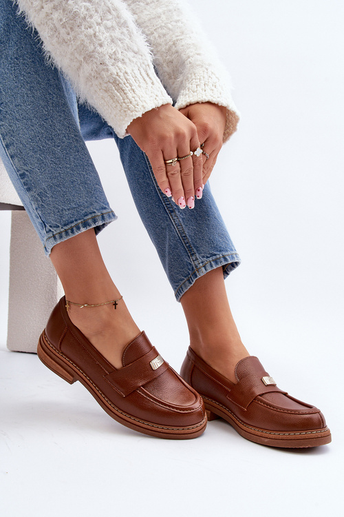 Жіночі лофери на платформі Laura Messi 2392 Dark Gold