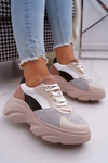 Спортивні жіночі туфлі на товстій підошві бежевий кардамон
