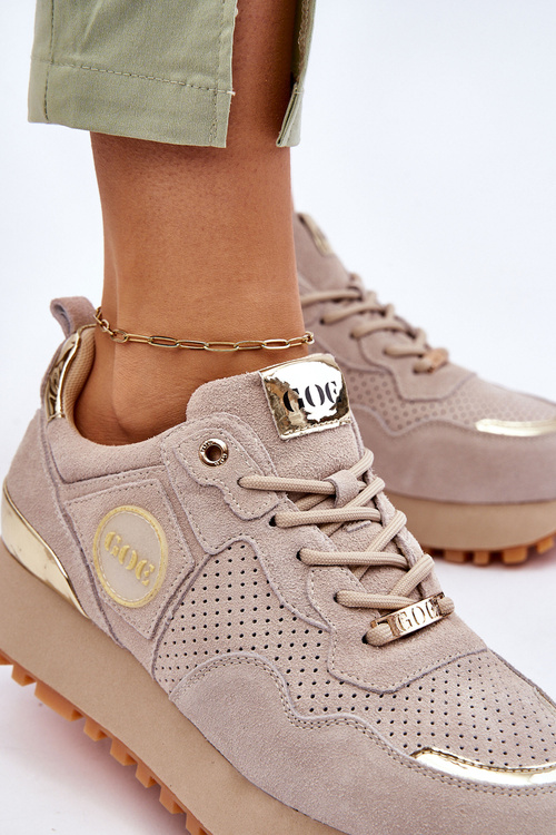 Жіноче замшеве спортивне взуття на платформі GOE LL2N4001 бежевий