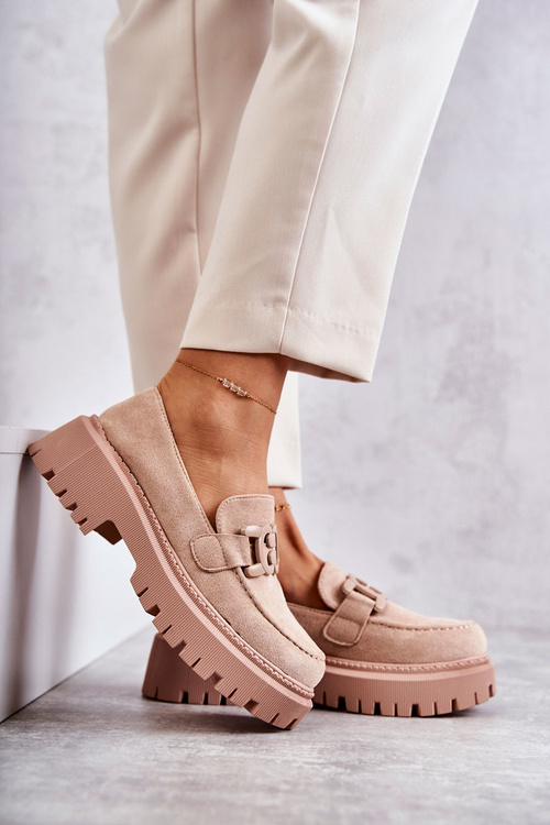 Жіночі броги замшеві з декором бежеві Leeza