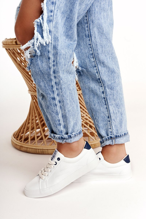 Жіночі шкіряні кросівки BIG STAR BB274211 Білі темно-сині