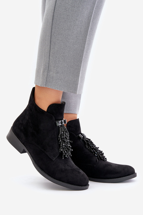 Теплі черевики з декором на блискавці чорні S.Barski HY42-715