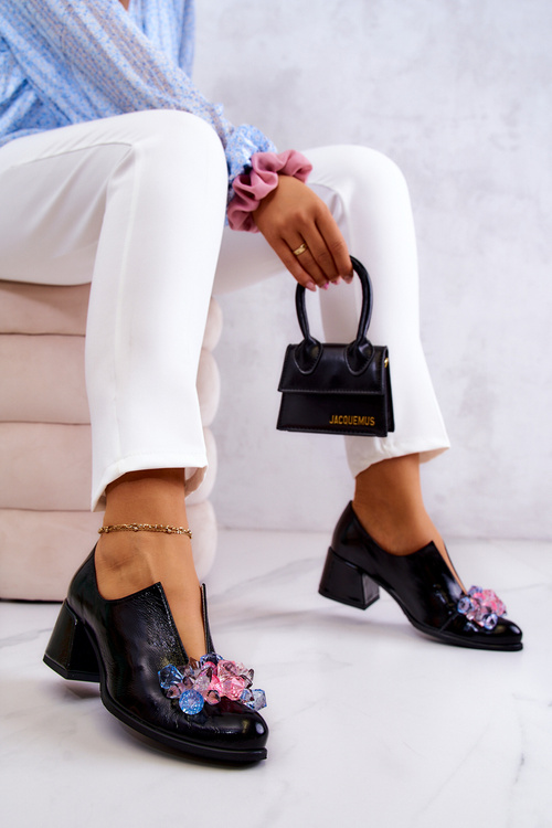 Шкіряні гладкі туфлі з декором Black Delaver