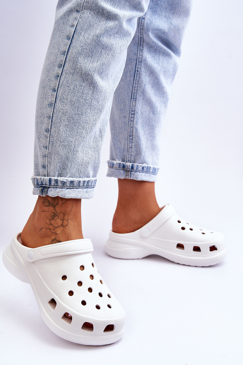 Поролонові босоніжки Crocs на масивній підошві Білі Katniss