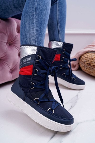 Жіночі утеплені флісові зимові черевики Big Star Navy Blue EE274657