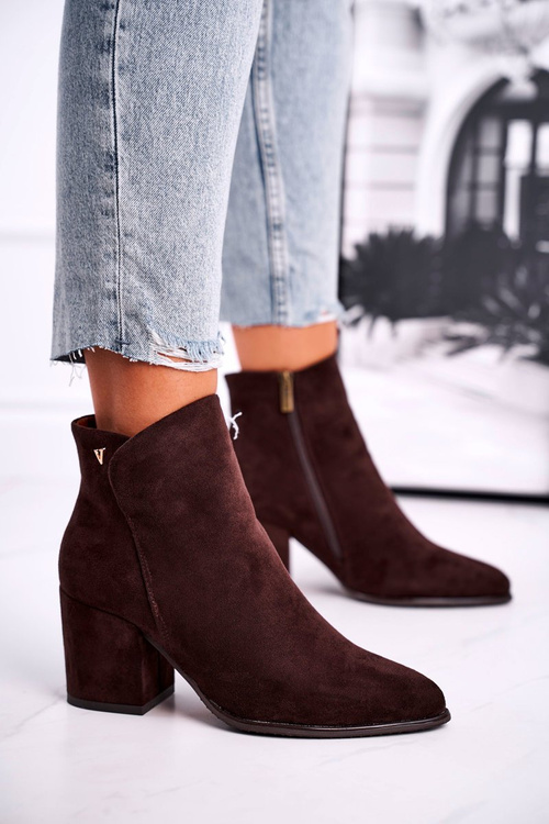 Жіночі чоботи на каблуці коричневі So Good