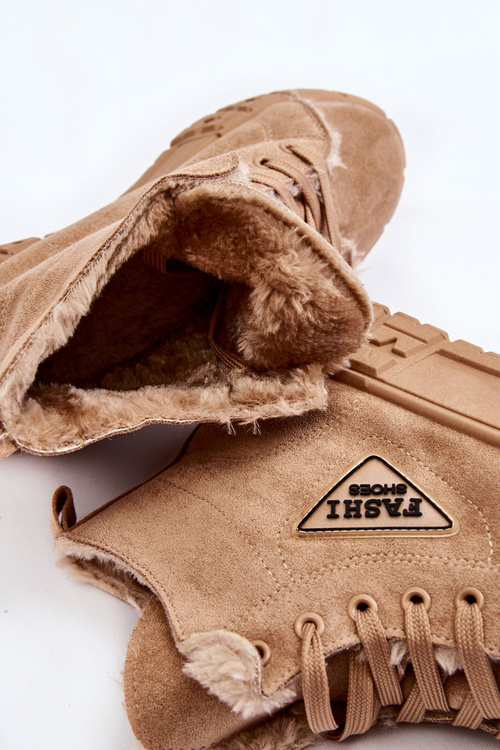 Бежеві утеплені замшеві кросівки Evren