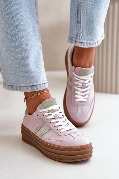 Жіночі замшеві кросівки на платформі Zazoo N1068S4 фіолетового кольору