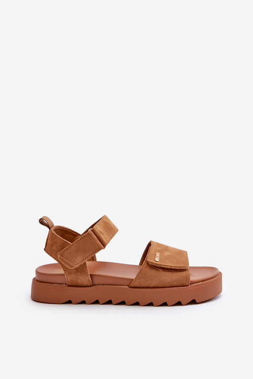 Жіночі замшеві босоніжки на платформі Big Star NN274705 Коричневі