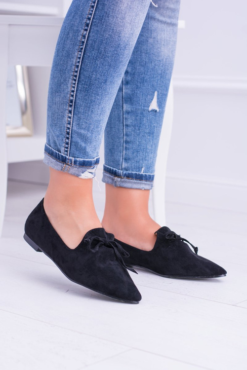 Lu Boo Black Ballerina Pointed Lords Lace-ups Feliciano Suede