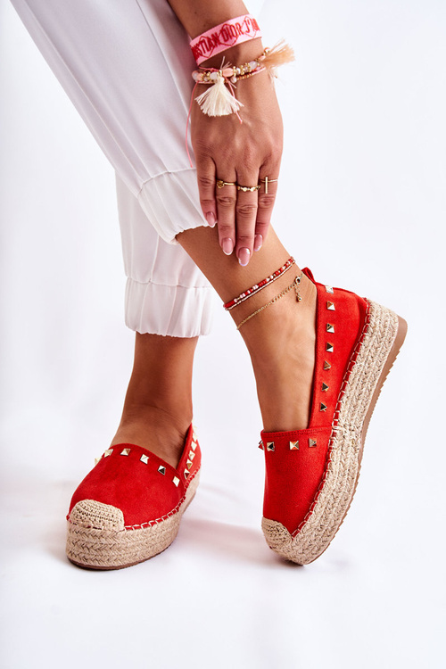 Жіночі еспадрільї зі шпильками червоні Laross