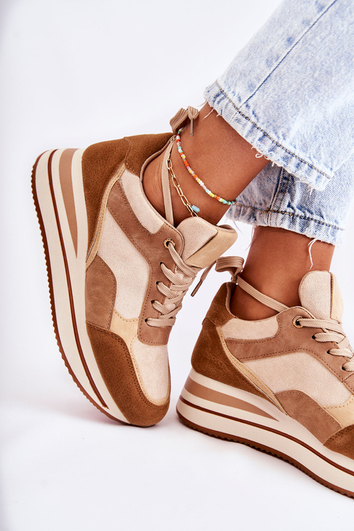 Жіноче замшеве спортивне взуття коричнево-бежевого кольору Elisse