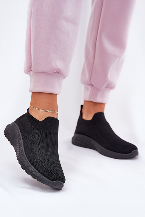 Сліп-он Текстильне Спортивне Взуття Для Жінок Чорні Minstina