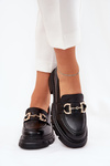 Жіночі Еко Шкіряні Мокасини З Золотим Деталем Чорні Ravalissea
