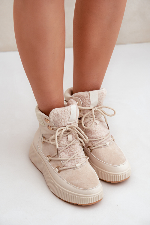 Низькі Снігова Черевики На Платформі Світло-бежеві Naliora