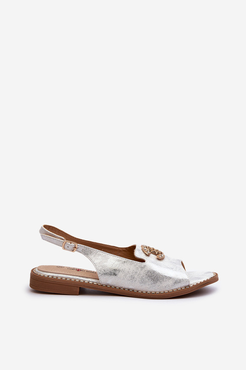 Жіночі босоніжки з декором S.Barski KV27-049 Срібло