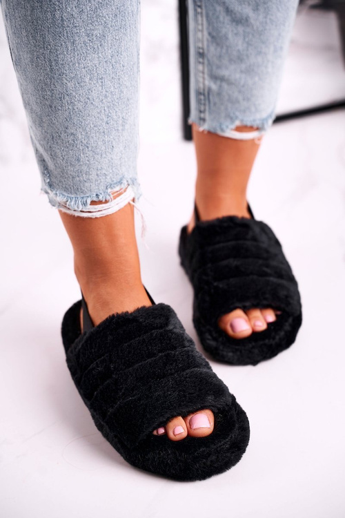 Пухнасті тапочки на платформі Чорна сніжинка
