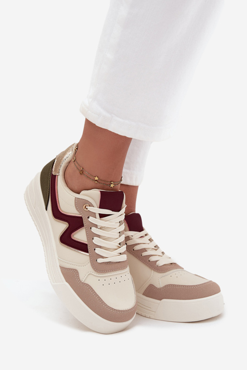Жіночі кросівки на платформі з золотими вставками Бежеві Zalvra