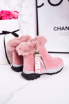 Дитячі утеплені зимові черевики з хутром рожеві Love-Love