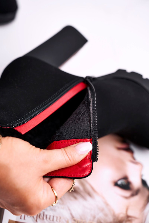 Жіночі чоботи на високому каблуці з нубуку чорного кольору