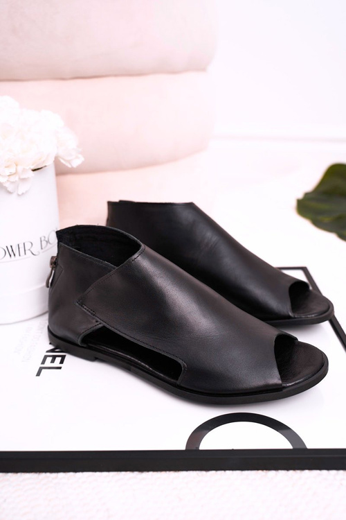 Жіночі шкіряні босоніжки Nicole 2622 Чорні