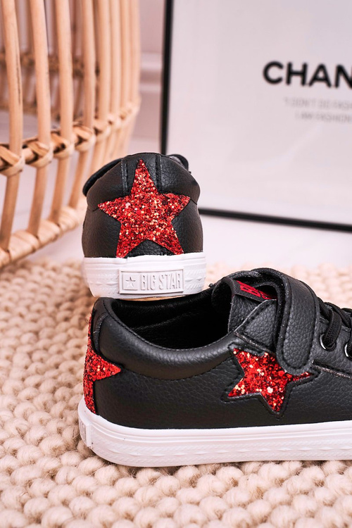 Дитячі шкіряні кросівки із зіркою BIG STAR DD374105 Чорні