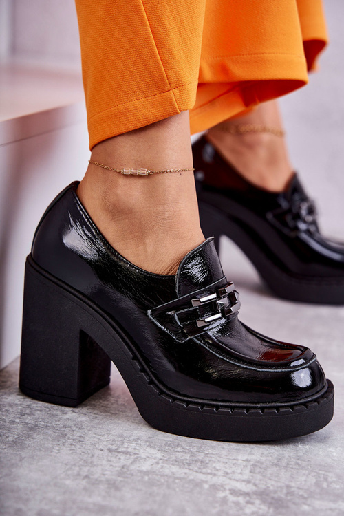 Лаковані туфлі на масивній посадці Black Jaime