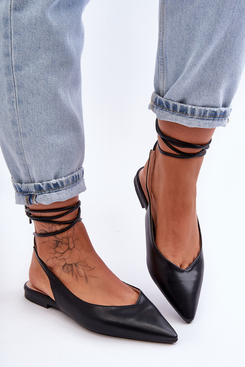 Жіночі балетки на шнурівці Black Lilly Ann