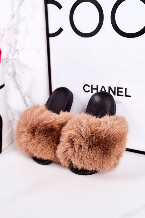 Дитячі тапочки з хутром Світло-коричневі Fashionista