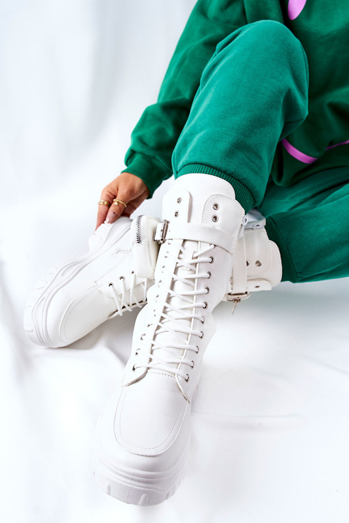 Чоботи на платформі з сумкою Білі Issanti