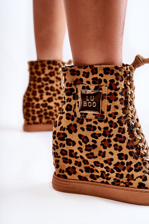 Жіночі кросівки Lu Boo із замшевим леопардовим золотим ланцюжком Monica