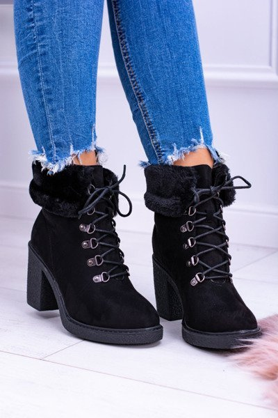 Чорні жіночі чоботи на шпильці зі штучного хутра Influence