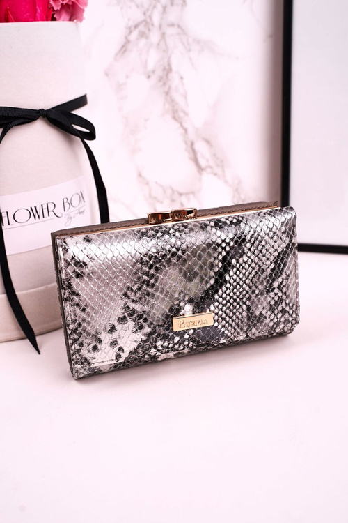Середній шкіряний жіночий гаманець PATRIZIA Shiny Grey