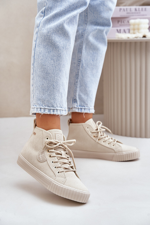 Утеплені вельветові жіночі кросівки Big Star OO274771 Hi-Poly System Beige