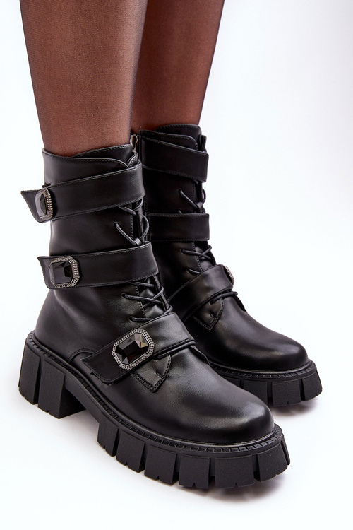 Жіночі шкіряні ботильйони чорні SBarski MR870-62