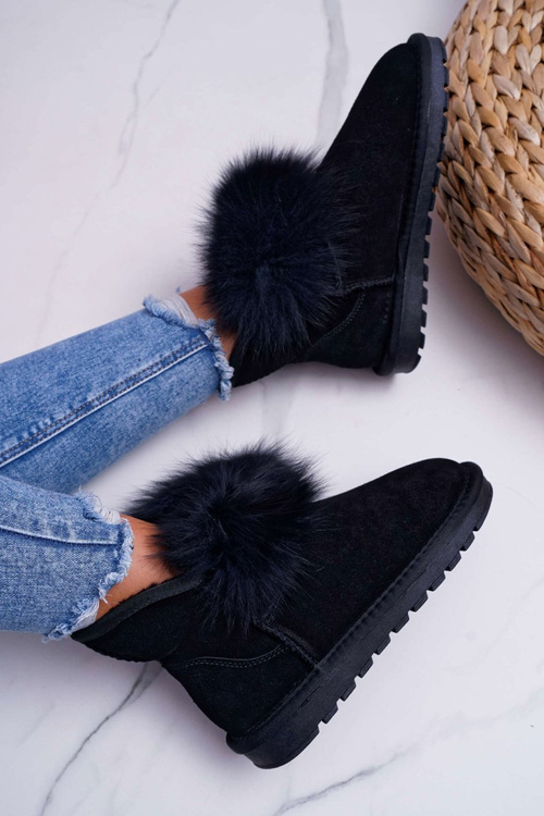 Жіночі черевики Снігові черевики Фліс Утеплена шкіра Замша Чорний Memento