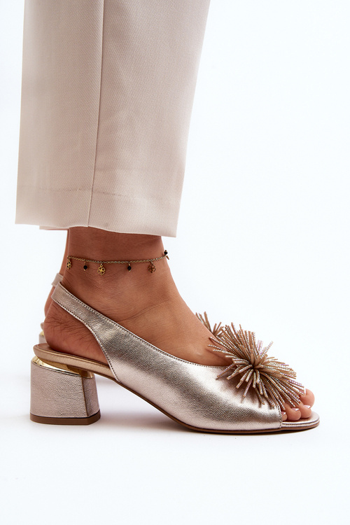 Шкіряні босоніжки з орнаментом Laura Messi 2719 Gold