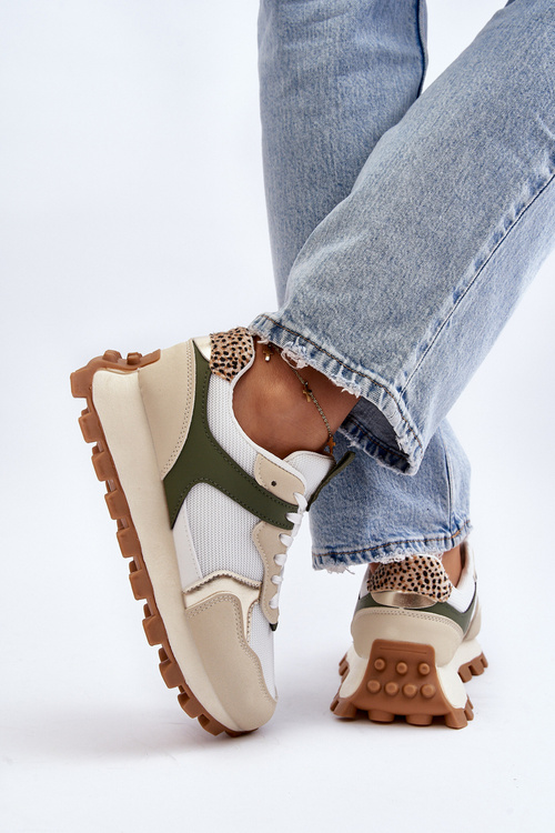 Жіночі бежево-зелені спортивні кросівки Ralita