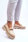 Модні лофери на платформі з декором Laura Messi 2600 Beige