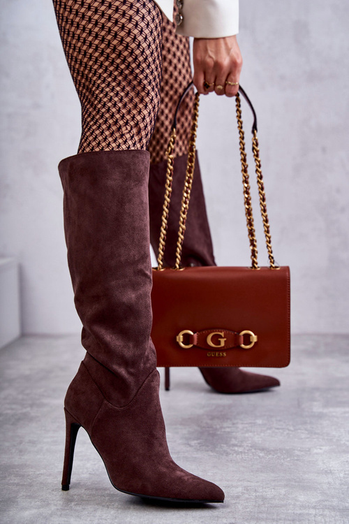 Класичні замшеві чорні чоботи на коричневій Ameya