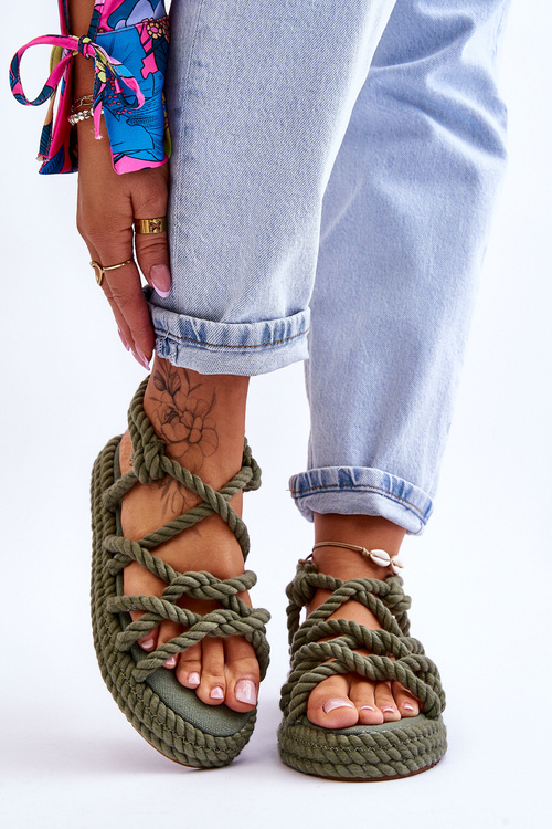 Жіночі модні плетені босоніжки Green Tiffanie