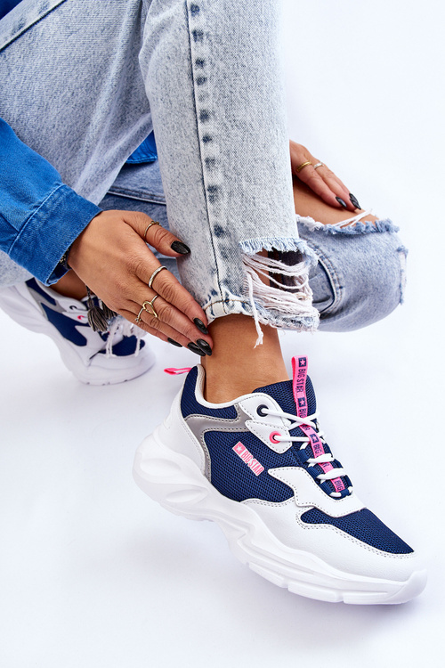 Жіноче легке спортивне взуття Big Star LL274376 біле та темно-синє