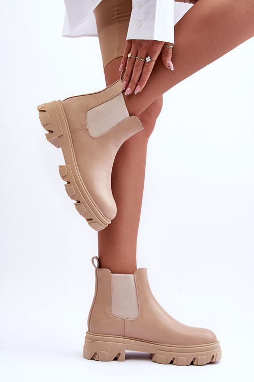 Чоботи шкіряні бежеві Alcanassa