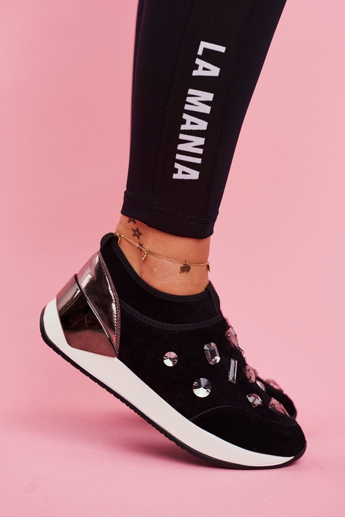 Жіноче спортивне взуття з цирконами Black Todo