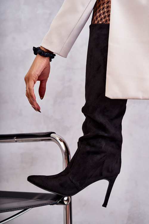 Замшеві чоботи на високих підборах Black Carite